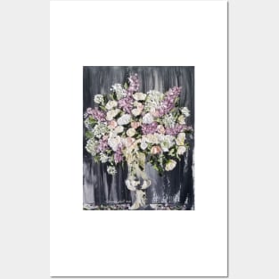 Vintage Beauty, Abstract Bouquet, Antique Bouquet, Beautiful Flowers, Pastel Florals, Palette Knife Flowers, vintage flowers, vintage vase of flowers Posters and Art